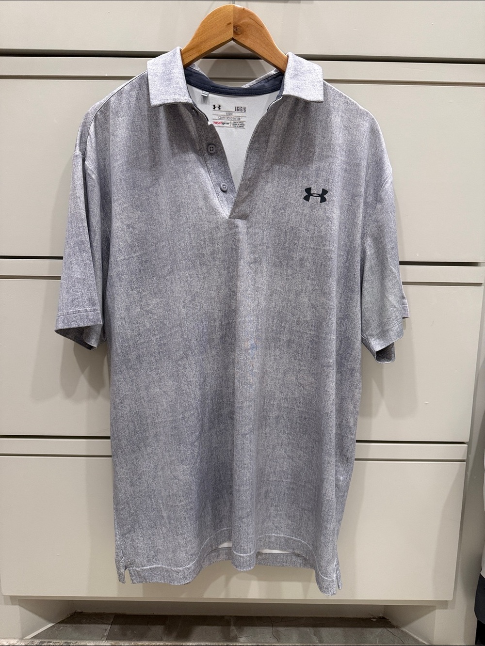 Under Armour Men’s Light Gray Polo with Black Logo